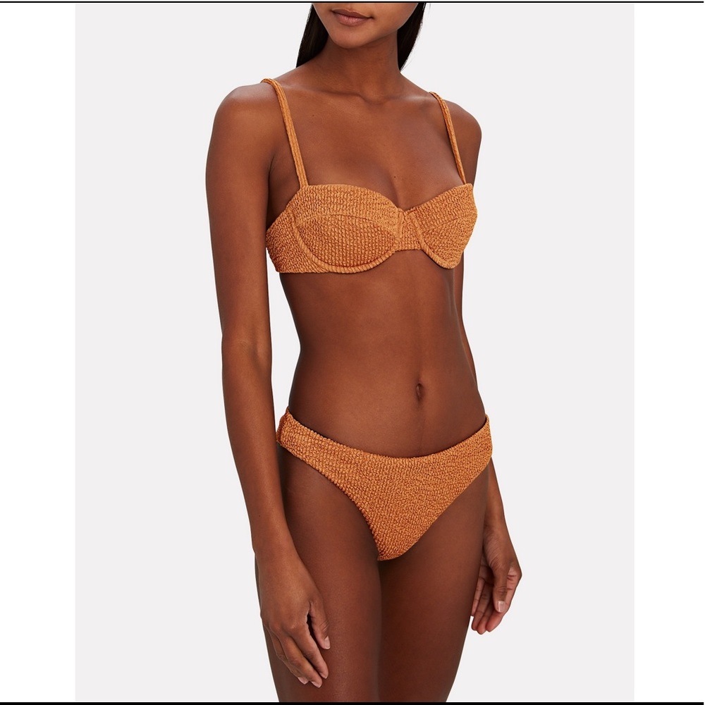 Veronica Beard Dyer smocked bikini brown